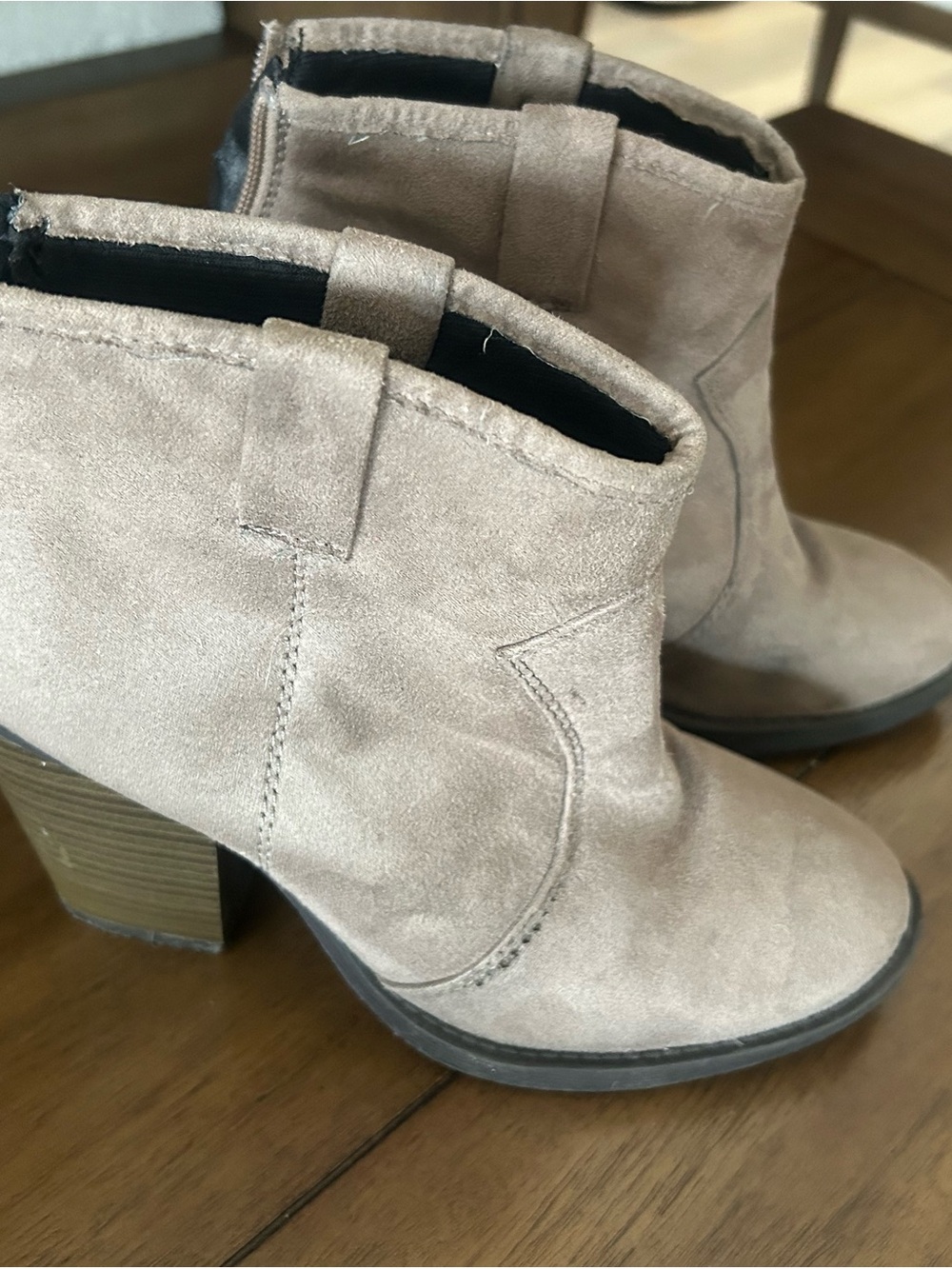 Suede Ankle Boots in Taupe — Women
